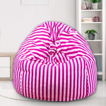 Pink and White Striped Printed Organic Cotton Bean Bag Cover