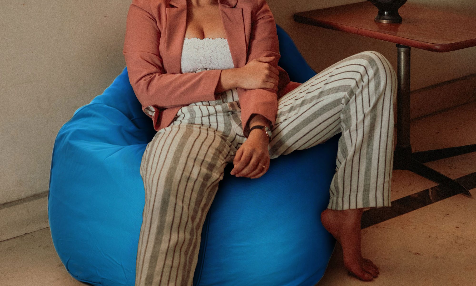 Blue Organic Cotton Bean Bag Cover
