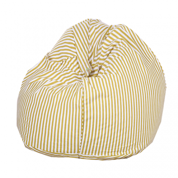 White and Yellow Striped Printed Organic Cotton Bean Bag Cover