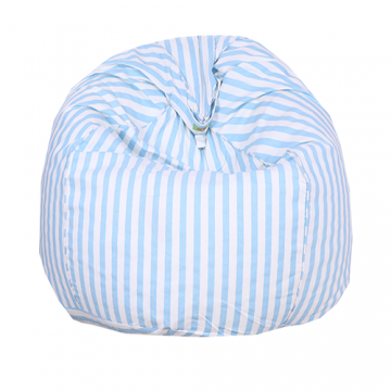 White and Light Blue Striped Organic Cotton Bean Bag Cover