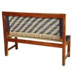 White and Blue Handmade Wooden Bench Knitted with Cotton Dori