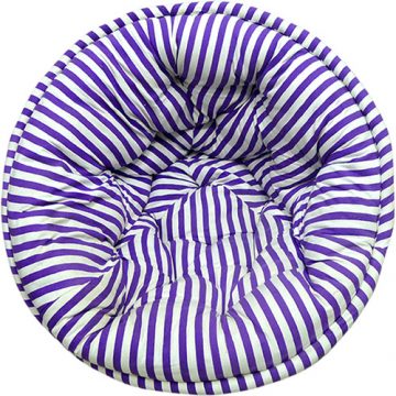 White and Purple Striped Organic Cotton Lap Pouf