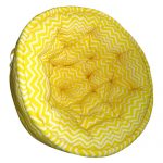 White and Yellow Organic Cotton Striped Lap Pouf