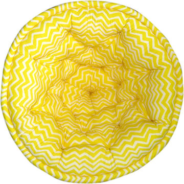 White and Yellow Organic Cotton Striped Lap Pouf