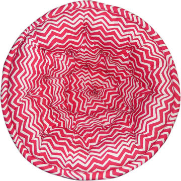 White and Red Striped Organic Cotton Lap Pouf