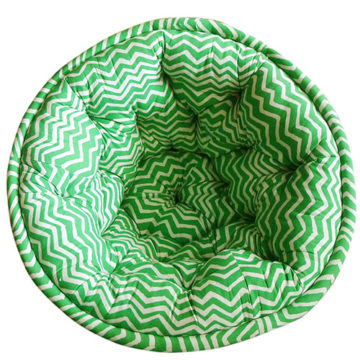 White and Green Striped Organic Cotton Lap Pouf