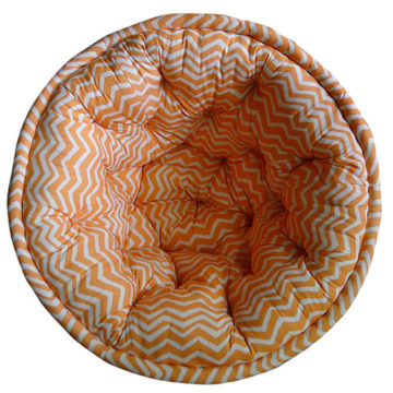 Orange and White Striped Organic Cotton Lap Pouf