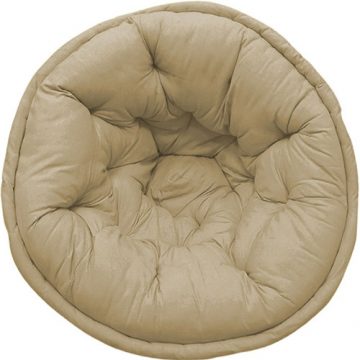 Beige Solid Organic Cotton Lap Pouf