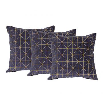 Set of 3 Blue  organic cotton Velvet Cushion Covers