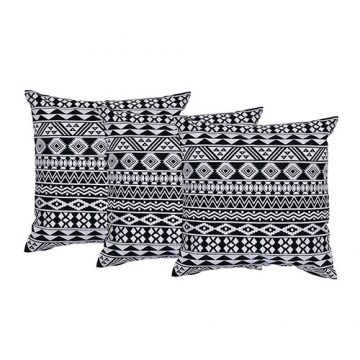 White and Black Set of 3 Cotton Cushion Covers
