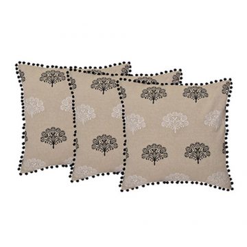 Set of 3 Black & Beige Chambray Cotton Cushion Cover