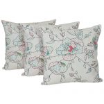 Set of 3 Coral Embroidered Cotton Cushion Cover