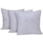Set of 3 White Velvet Embroidered Cushion Cover