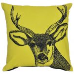 Set of 3 Swamp Deer Print Yellow Cotton Cushion Cover