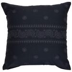 Set of 3 Black Machine Embroidered Cotton Cushion Cover