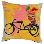 Set of 3 Multi Color Bicycle Print Cotton Cushion Covers