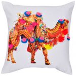 Set of 3 Ethnic Camel Print Embroidered Cotton Cushion Cover
