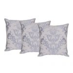 Set of 3 White and Grey Embroidered Cotton Cushion Covers