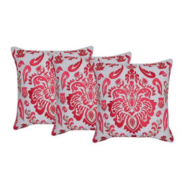 Set of 3 Organic Cotton Red and White Cushion Cover