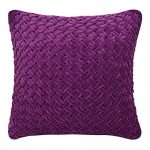 Set of 3 Smocking Pattern Contemporary Velvet Purple Cushion Cover