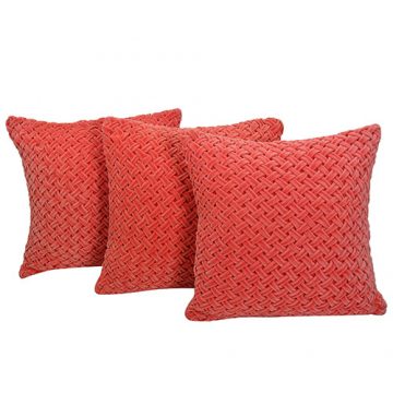 Customized Set of   3 hand Smocking Pattern Velvet Cushion Cover