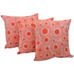 Set of 3 Orange Organic Cotton Cushion