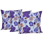 Multi Color Set of 3 Digital Flower Print Cotton Cushion Covers