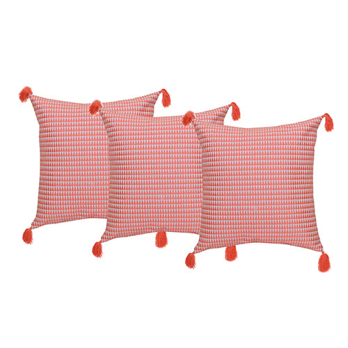Set of 3 Peach Cotton Cushion Cover