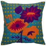 Set of 3 digital printed and  Aari Embroidered  organic Cotton Cushion Cover