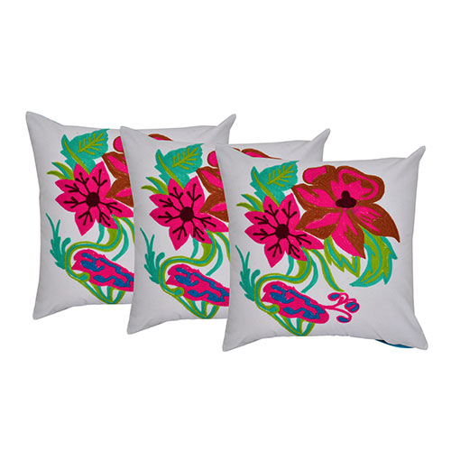Set of 3 Multi Color Organic Cotton Cushion Covers