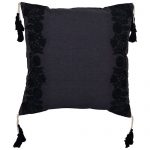 Set of 3 Cotton Black Cushion Cover