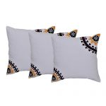 Set of 3 Machine Embroidered  organic Cotton Cushion Cover