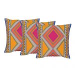 Set of 3  patch work and Machine Embroidered organic  Cotton Cushion Cover