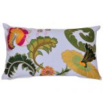 Set of 3 Flower Leaf Embroidered  organic Cotton Pillow Cover (30x50)