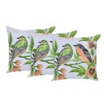 Set of 3 Couple Bird embroidered organic Cotton Cushion Cover
