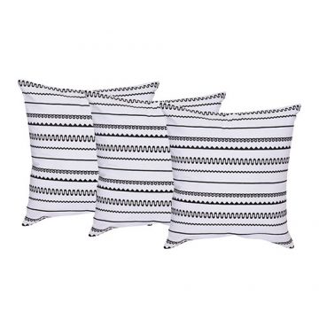 Set of 3 Embroidered Black & White Cotton Cushion Cover Set of 3 Embroidered Black & White Cotton Cushion Cover