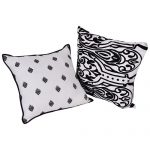Black and White Set of 2 Mix Match Cotton Cushion Cover