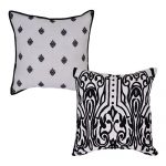 Black and White Set of 2 Mix Match Cotton Cushion Cover