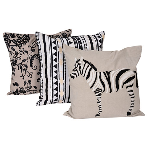 Set of 3 Mix match Zebra Print Cotton Cushion Cover