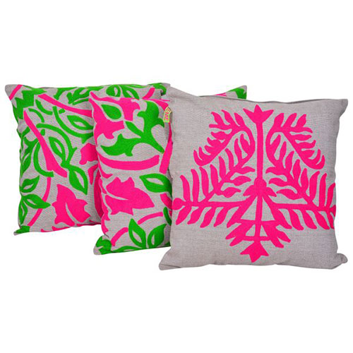 Multicolor Embroidered Set of 3 Mix match Cotton Cushion Cover