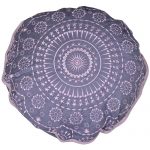 Grey Round Cambric Cotton Cushion Cover