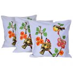 Set of 3 Cotton Embroidered White Cushion Cover
