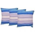 Set of 3 Cotton Blue & White Strips Cushion Cover