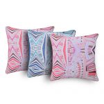 Set of 3 Multi Color Raw Silk and Chiffon Cushion Cover