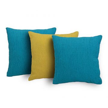 Set of 3 Yellow and Blue Cambric Cushion Cover