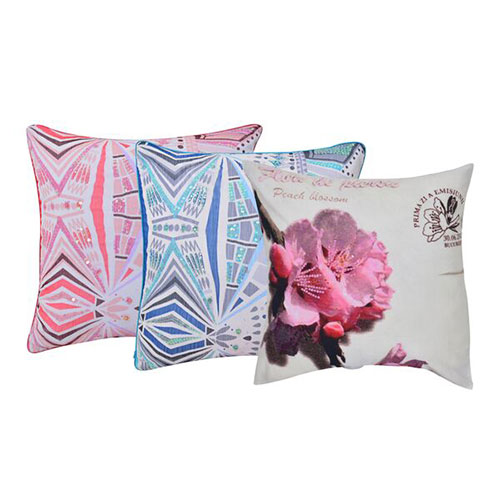 Set of 3 Multi Color Velvet Cushion Cover