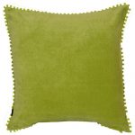 Beige and Green Set of 2 Embroidered Chambray Cotton Cushion Cover