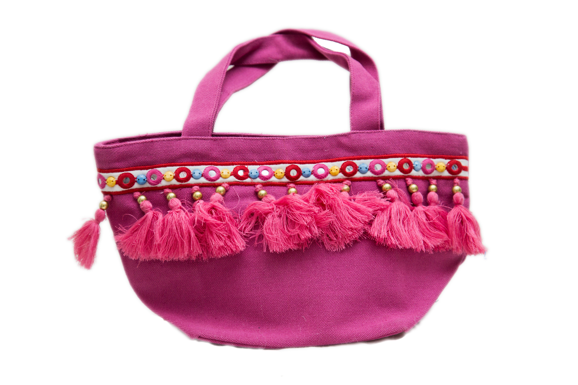 Pink Canvas Small Hand Bag For Women (FUSION)