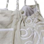 Women Cotton Beige and White Tote Bag (NOOR3)