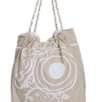 Women Cotton Beige and White Tote Bag (NOOR3)